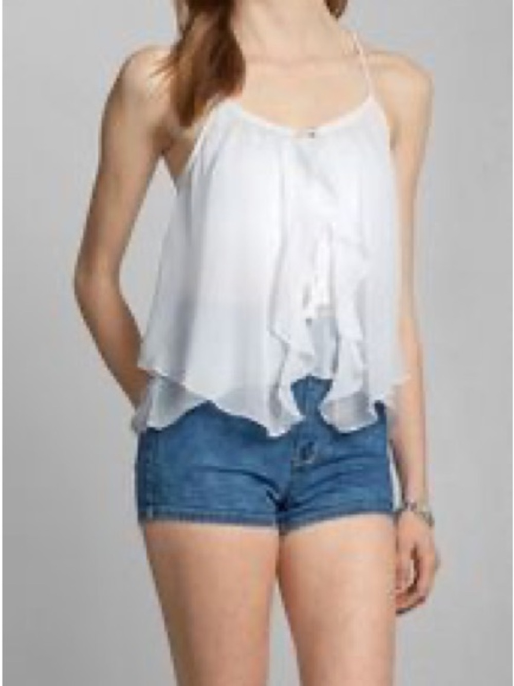 Abercrombie & Fitch White Ruffle Halter Camisole Top Medium